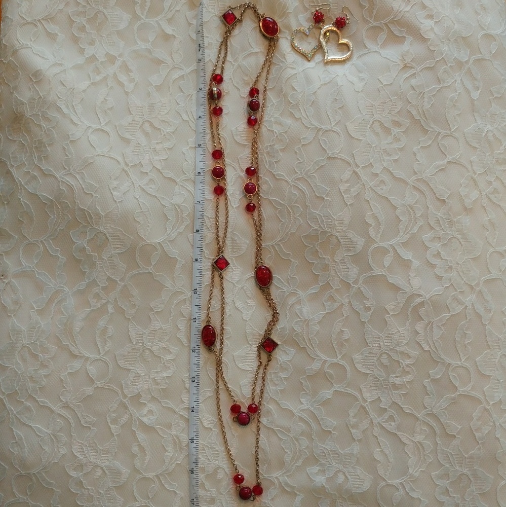 Ruby Red and Gold Costume Jewelry Set